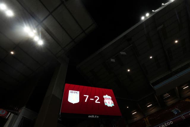 The Villa Park scoreboard tells the barely believable scoreline from Sunday’s match