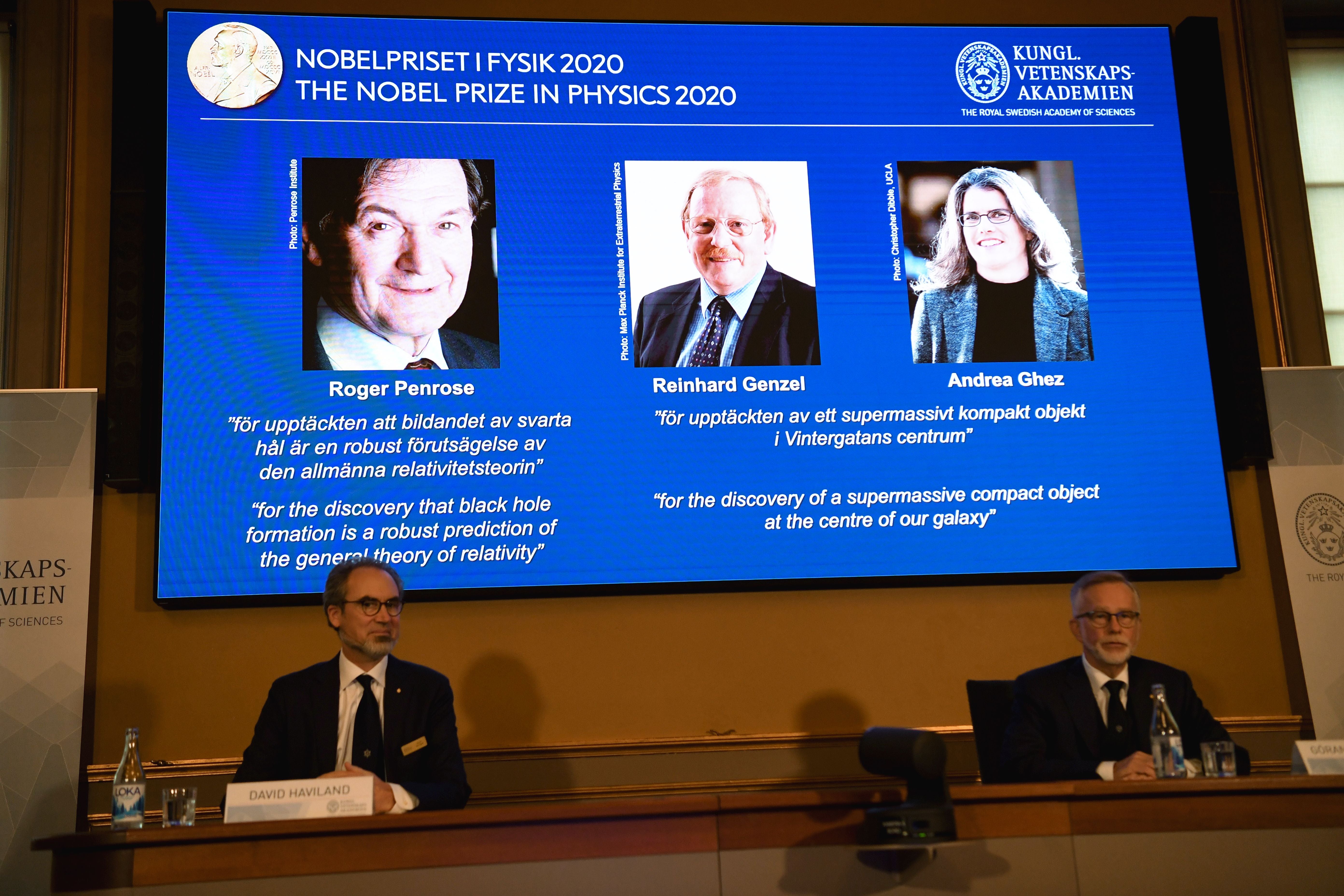 Otorgan el Nobel de Física 2020 en Estocolmo.