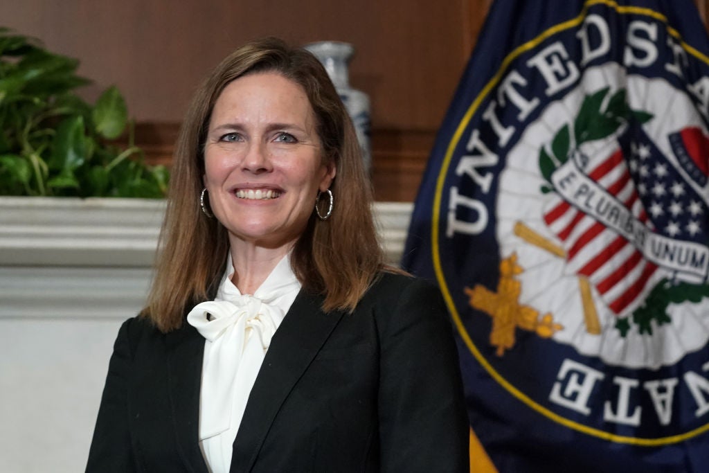 La jueza Amy Coney Barrett, nominada del presidente Donald Trump para la Corte Suprema de los Estados Unidos.
