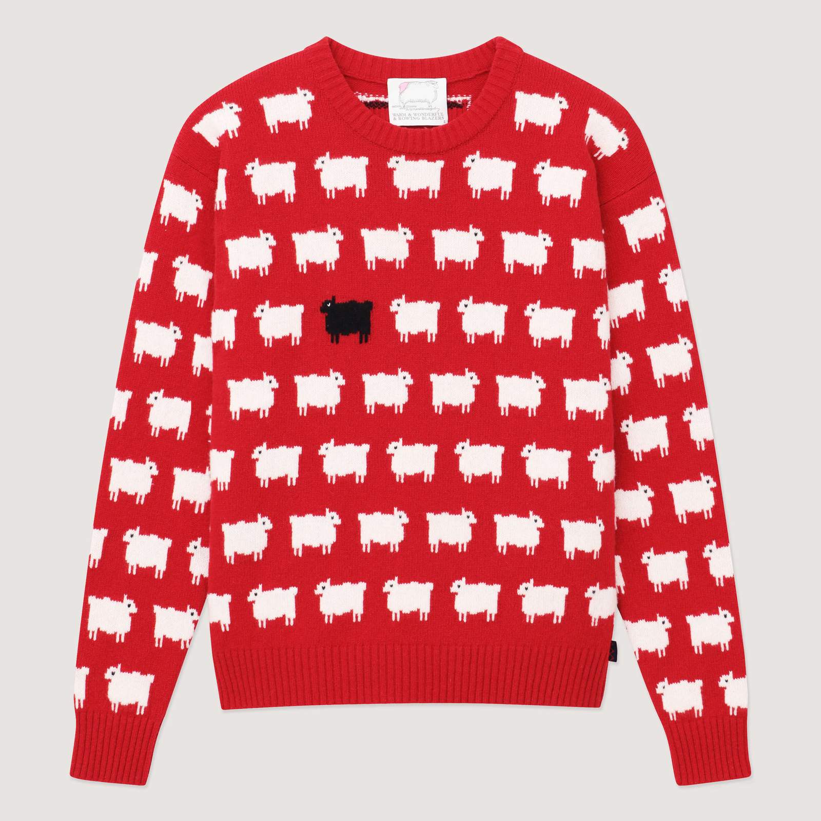 Suéter rojo de ovejas usado por Lady Di