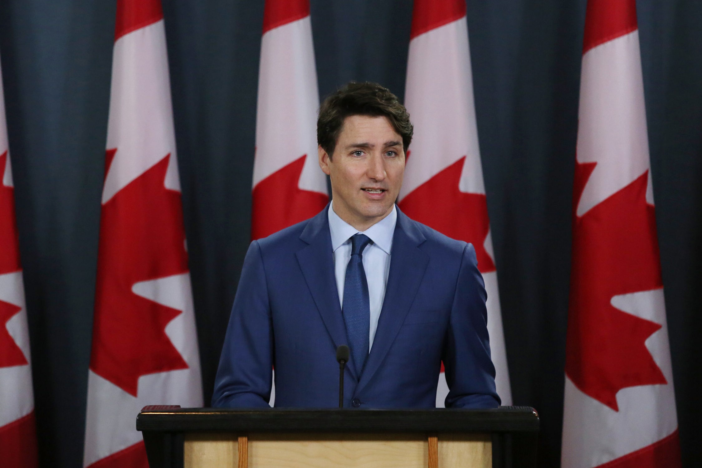 <p>Justin Trudeau en una conferencia de prensa.</p>