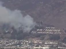 Incendio forestal quema un histórico letrero en San Francisco