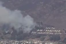 Incendio forestal quema un histórico letrero en San Francisco