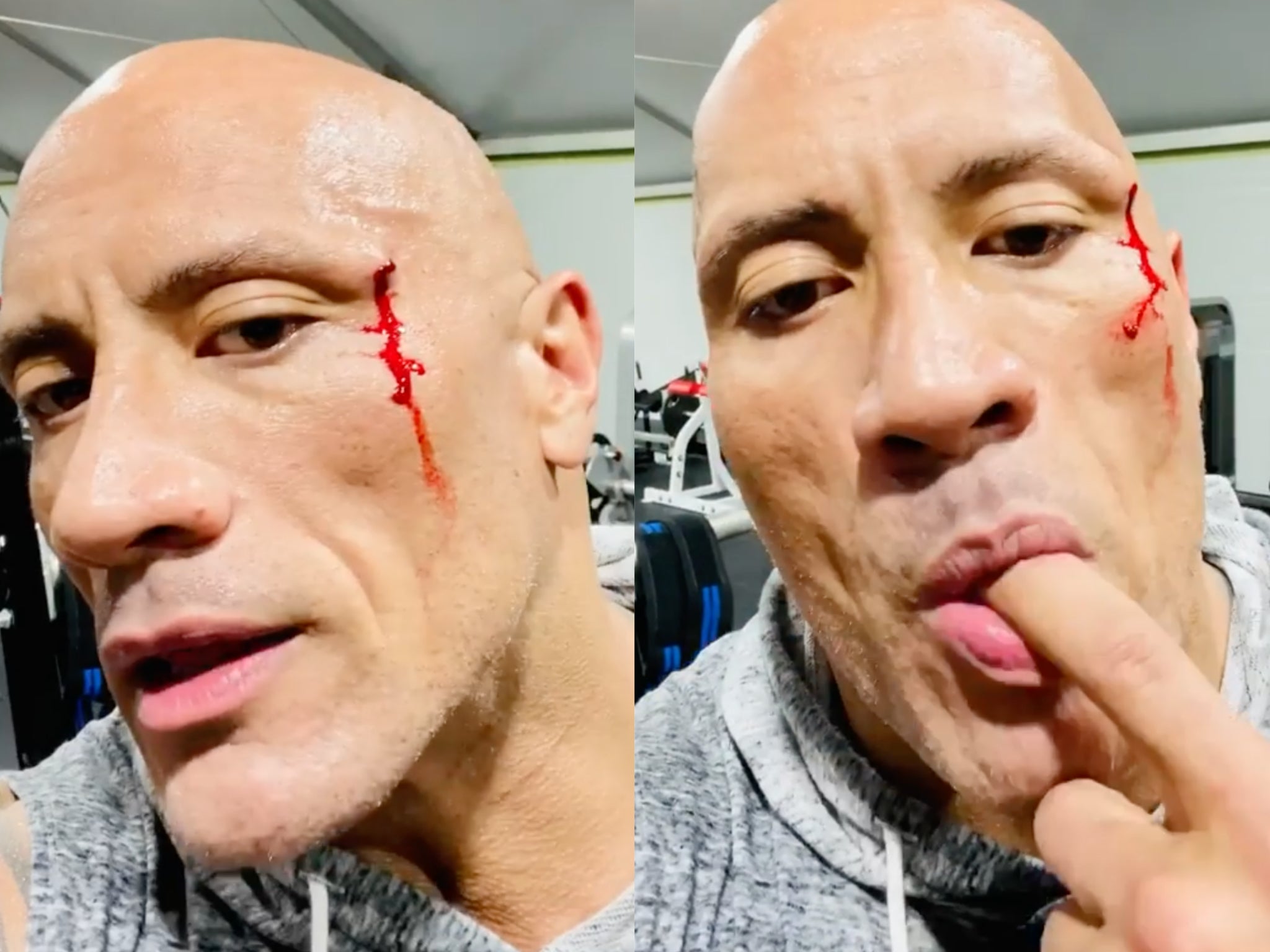 ‘The Rock’ prueba su propia sangre tras lesión de gimnasio (VIDEO)