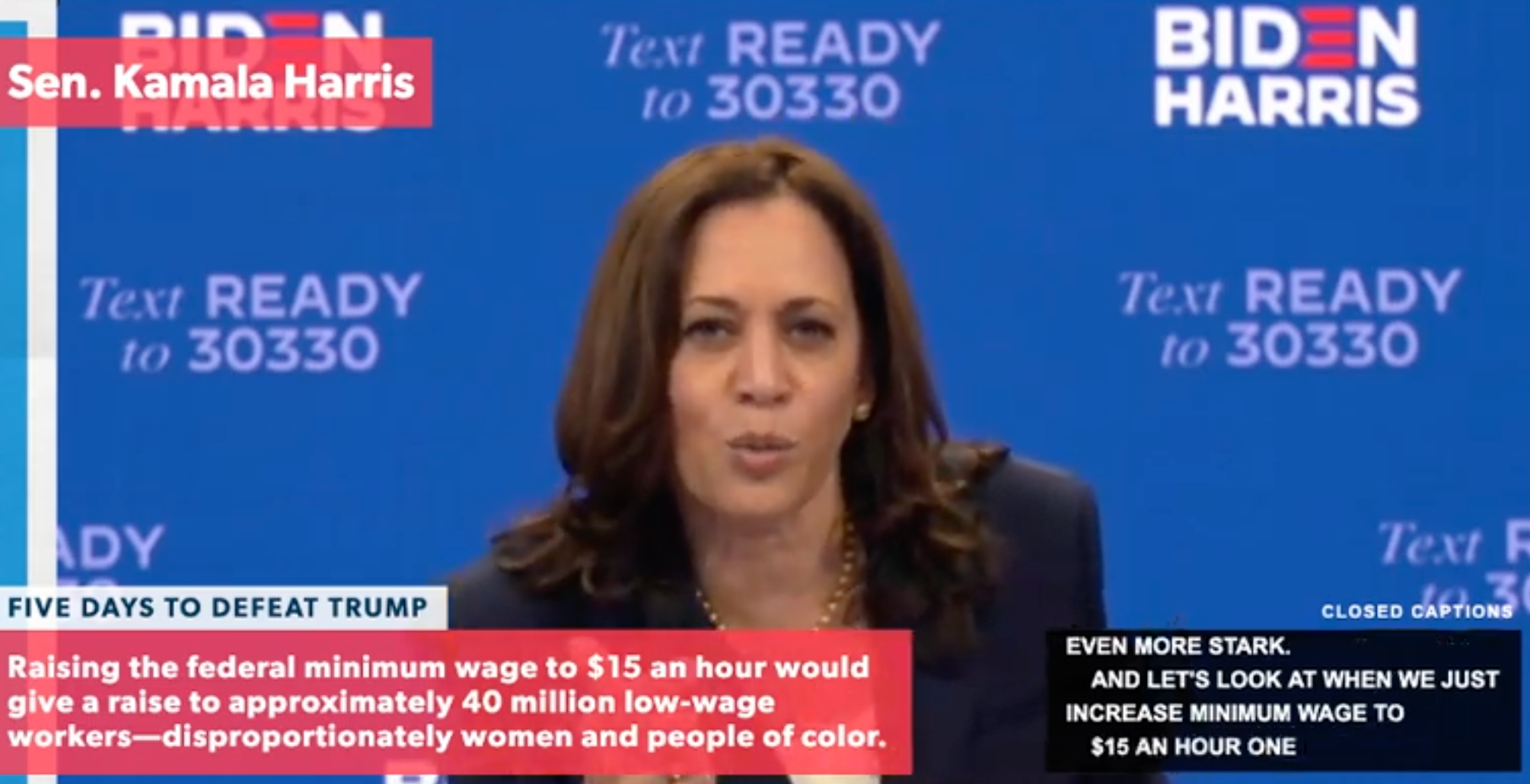 Kamala Harris se une a Bernie Sanders por aumento del salario mínimo