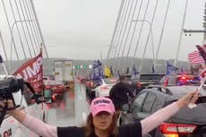 Simpatizantes de Trump bloquean puente Mario Cuomo en Nueva York