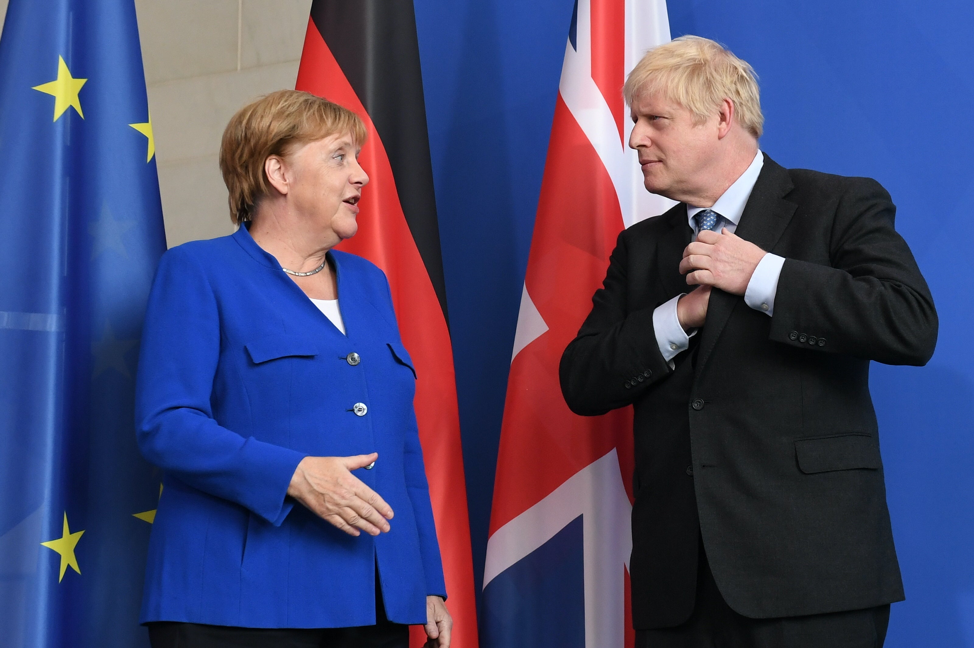 <p>Angela Merkel y Boris Johnson.</p>