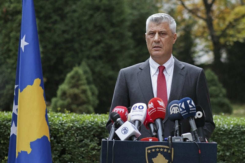 Thaci fue imputado en junio junto con otros nueve exlíderes rebeldes por una corte especial en Kosovo.