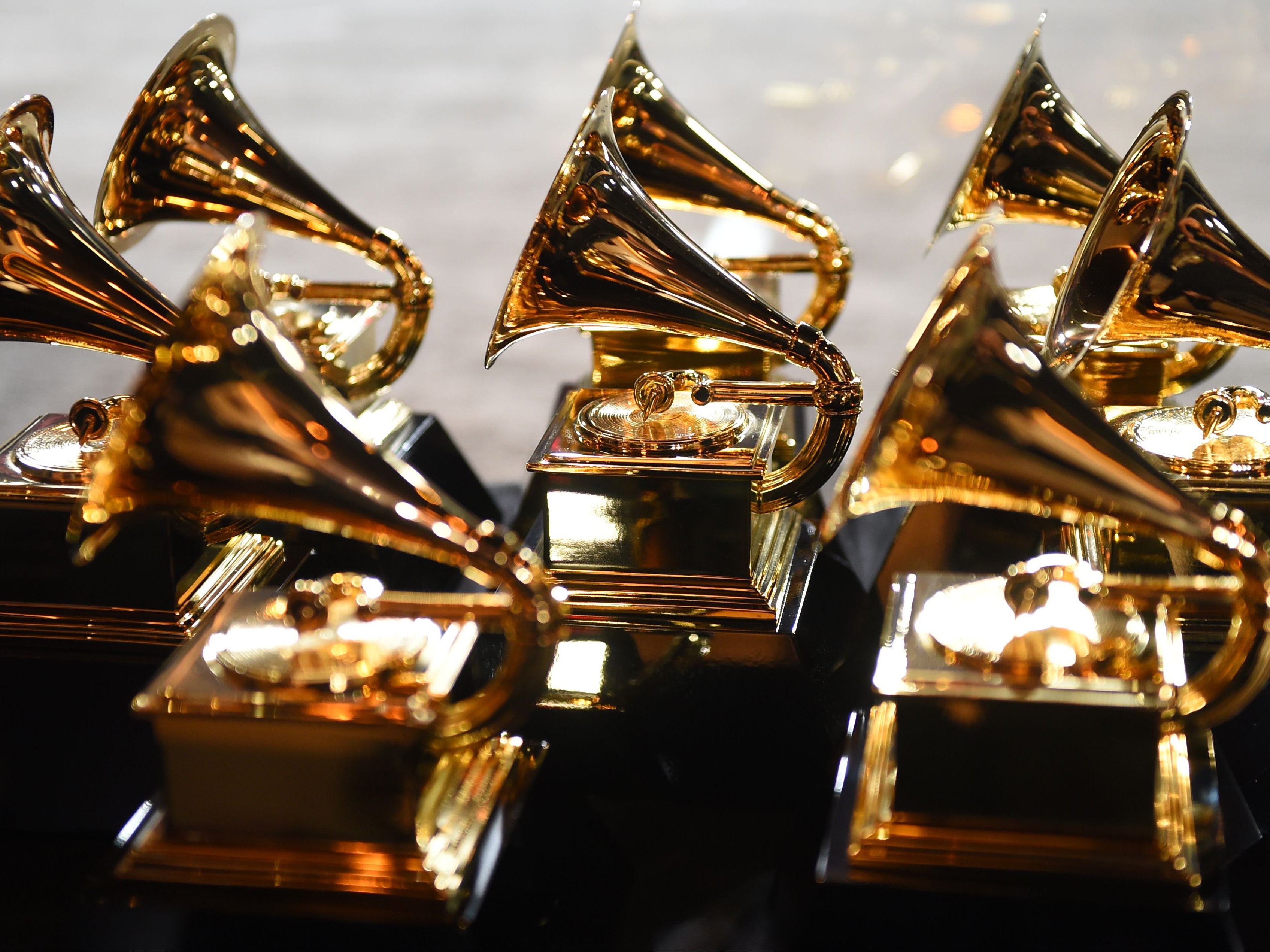 Trofeos Grammy durante la 60a Entrega Anual de los Premios Grammy el 28 de enero de 2018, en Nueva York.