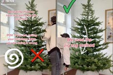 Tiktoker explica los beneficios de colgar las luces de forma vertical en el árbol de Navidad