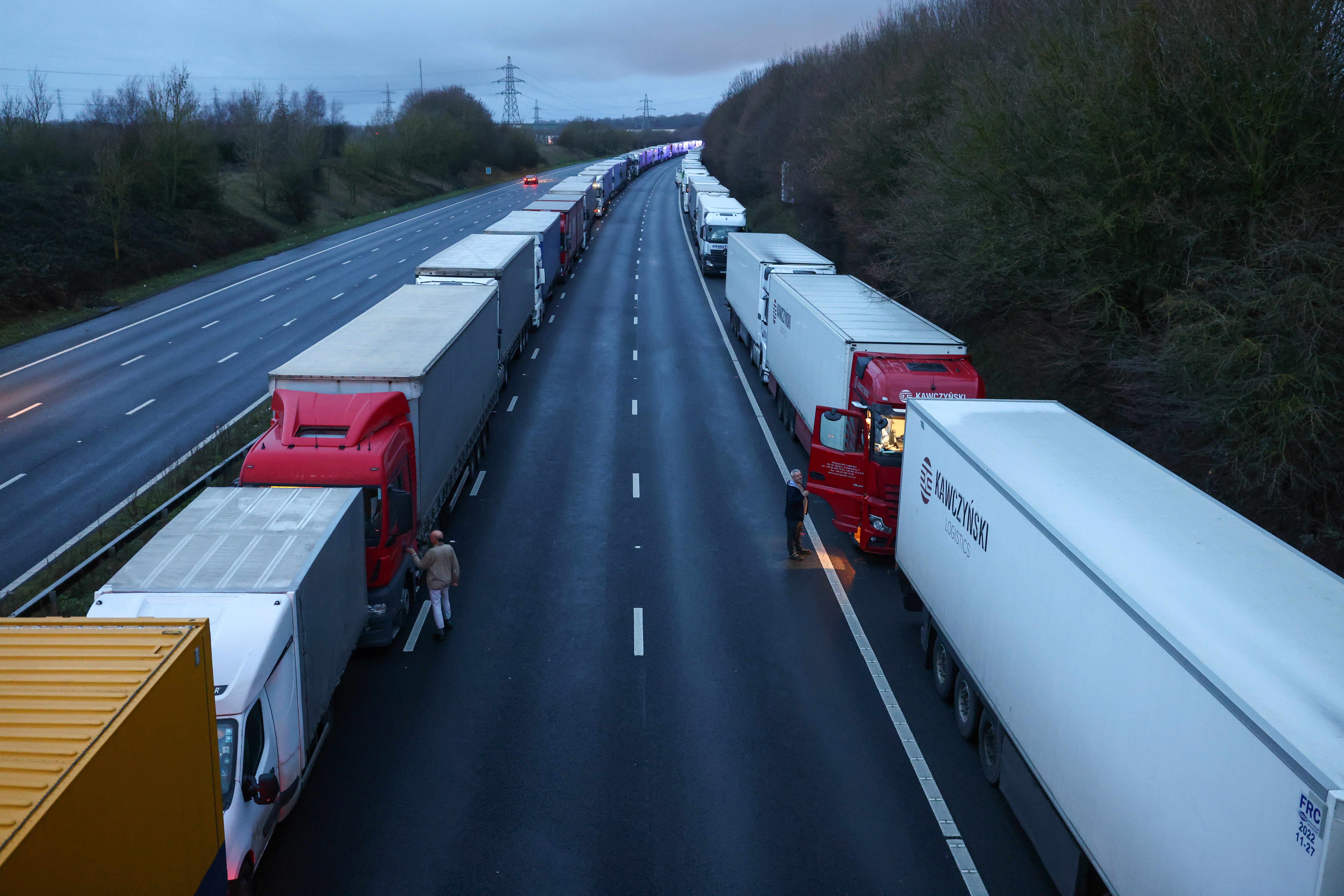 Camiones en la M20 en Kent el martes por la mañana