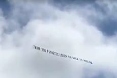 Trump es trolleado con pancarta de “patético perdedor” en Mar-a-Lago