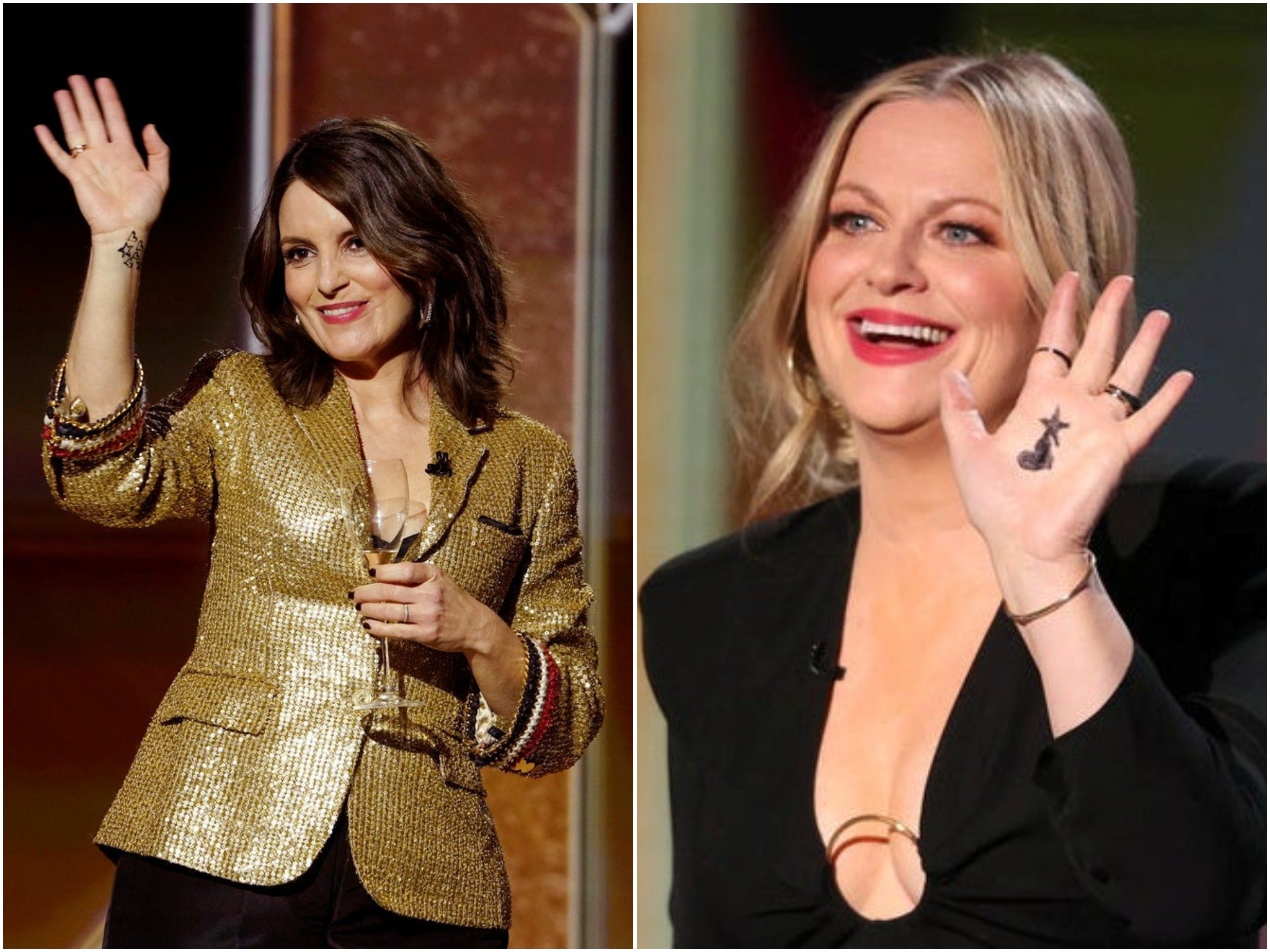 Globos de Oro: se revela el mensaje detrás de los corazones y estrellas en las manos de Amy Poehler y Tina Fey