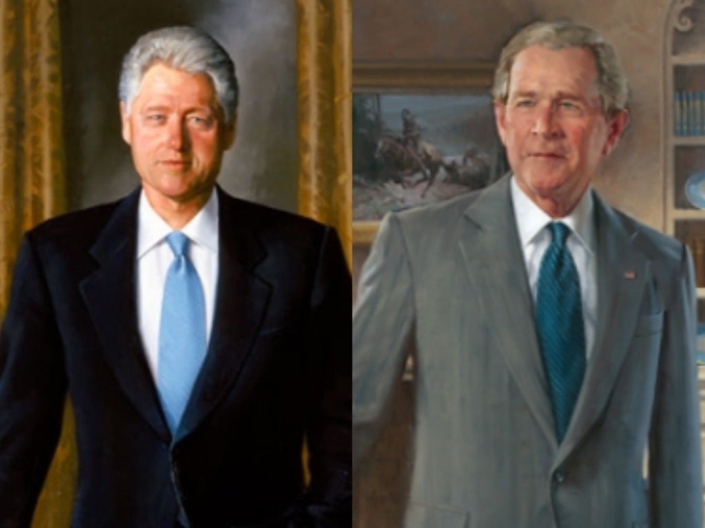 Biden regresa los retratos de Bill Clinton y George W. Bush que fueron trasladados a una habitación “pequeña” por Trump