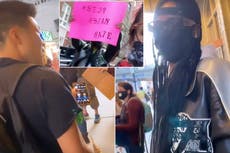 Un hombre le pide a una manifestante su Instagram sin darse cuenta de que es Rihanna