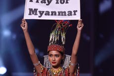 “Nuestra gente está muriendo”, se manifiesta participante de Myanmar durante Miss Universo