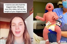 Mujer se vuelve viral después de revelar al “bebé más grande” en TikTok