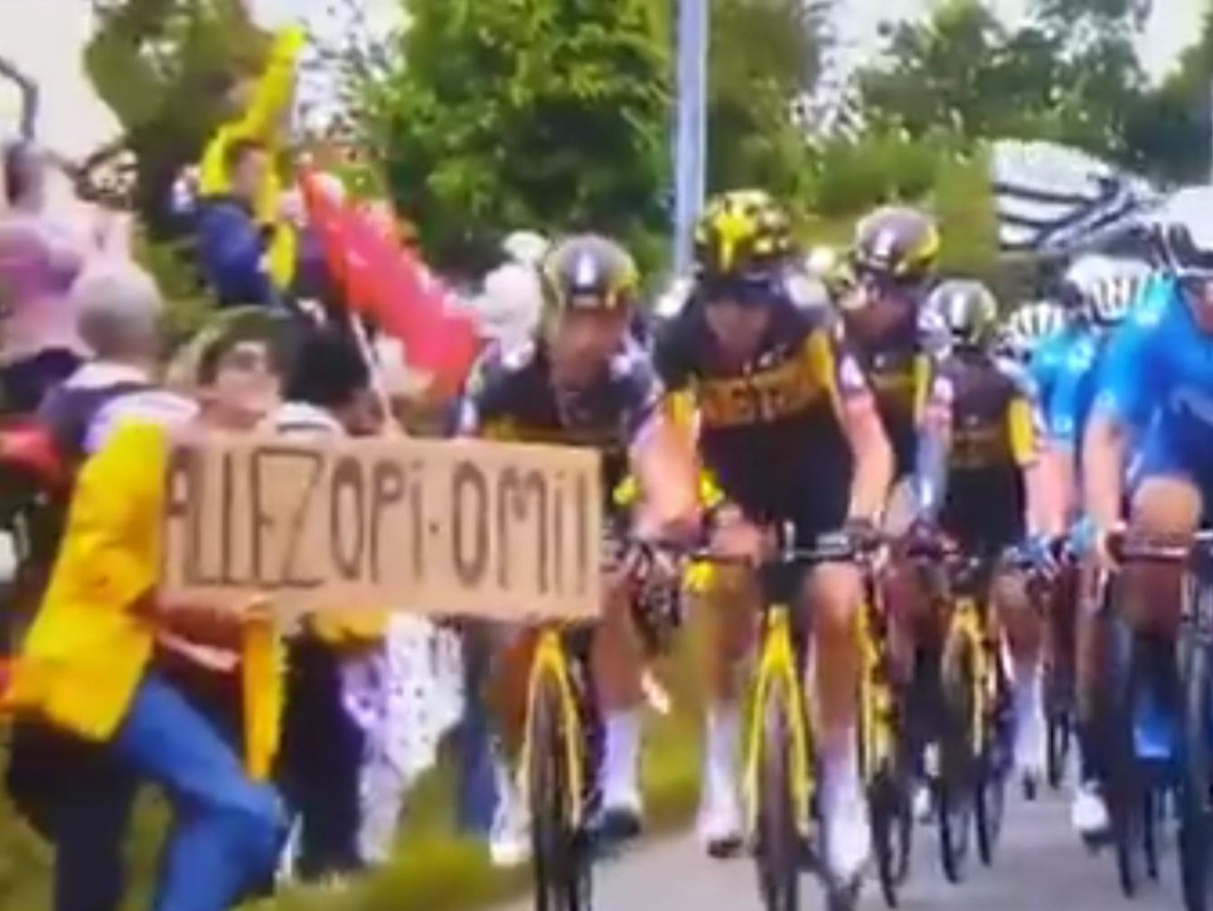 Tour de France: Arrestan a mujer que derribó con un cartel de cartón a pelotón de ciclistas