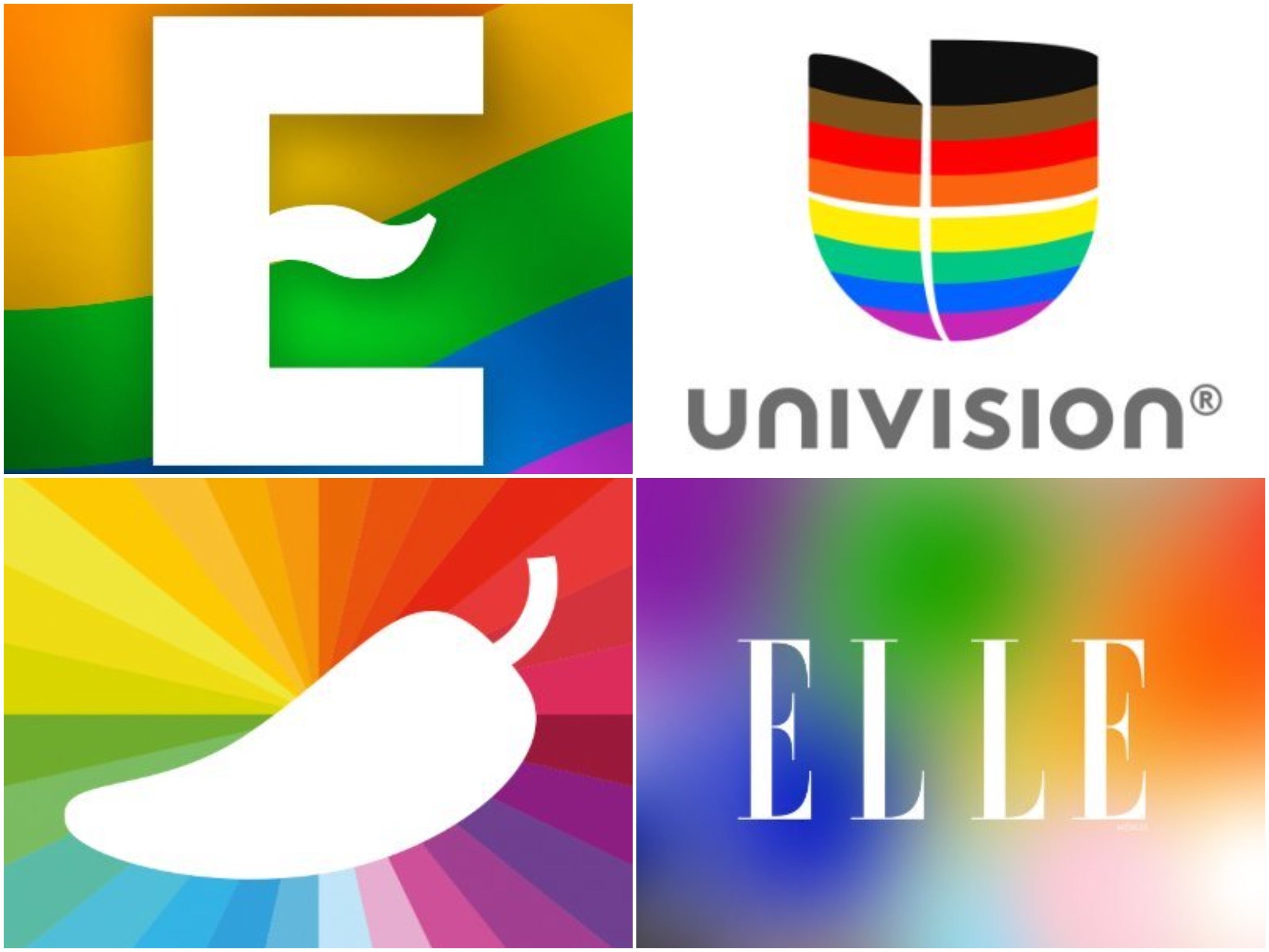Logotipos Pride del Excélsior, Univisión, Chilango.com y Elle