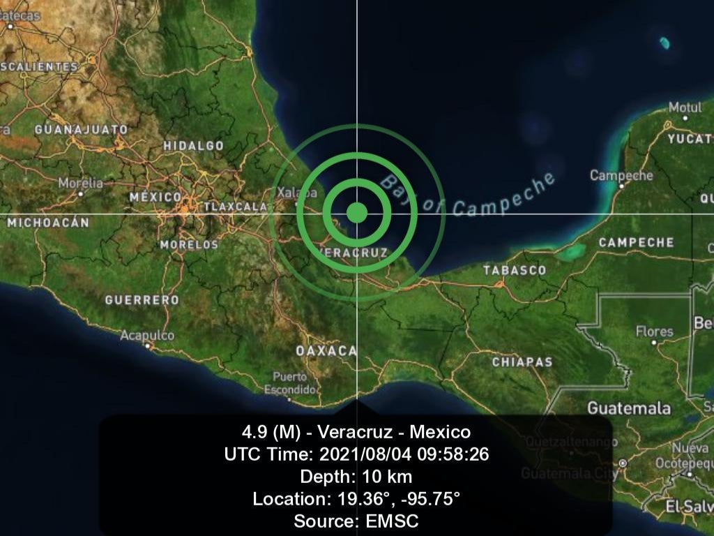 De acuerdo al Servicio Sismológico Nacional, el epicentro fue a 10 kilómetros mar adentro de la costa de Veracruz