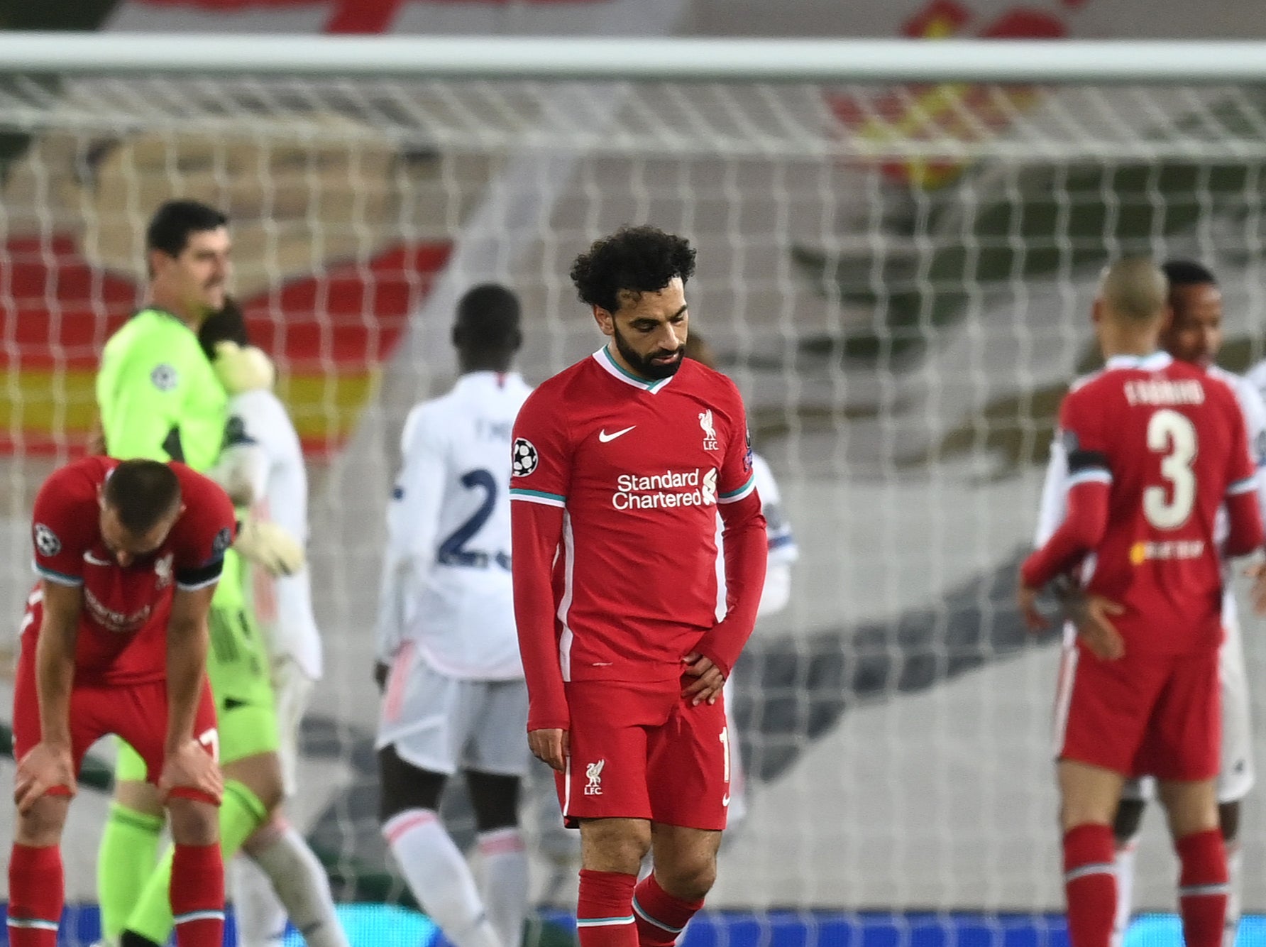 Mohamed Salah reacciona a la salida de la UCL del Liverpool ante el Real Madrid la temporada pasada