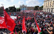 Protesta sindical en Roma contra el fascismo