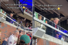 Captan a Trump riendo mientras fanáticos entonan “Let’s Go Brandon” en partido de béisbol