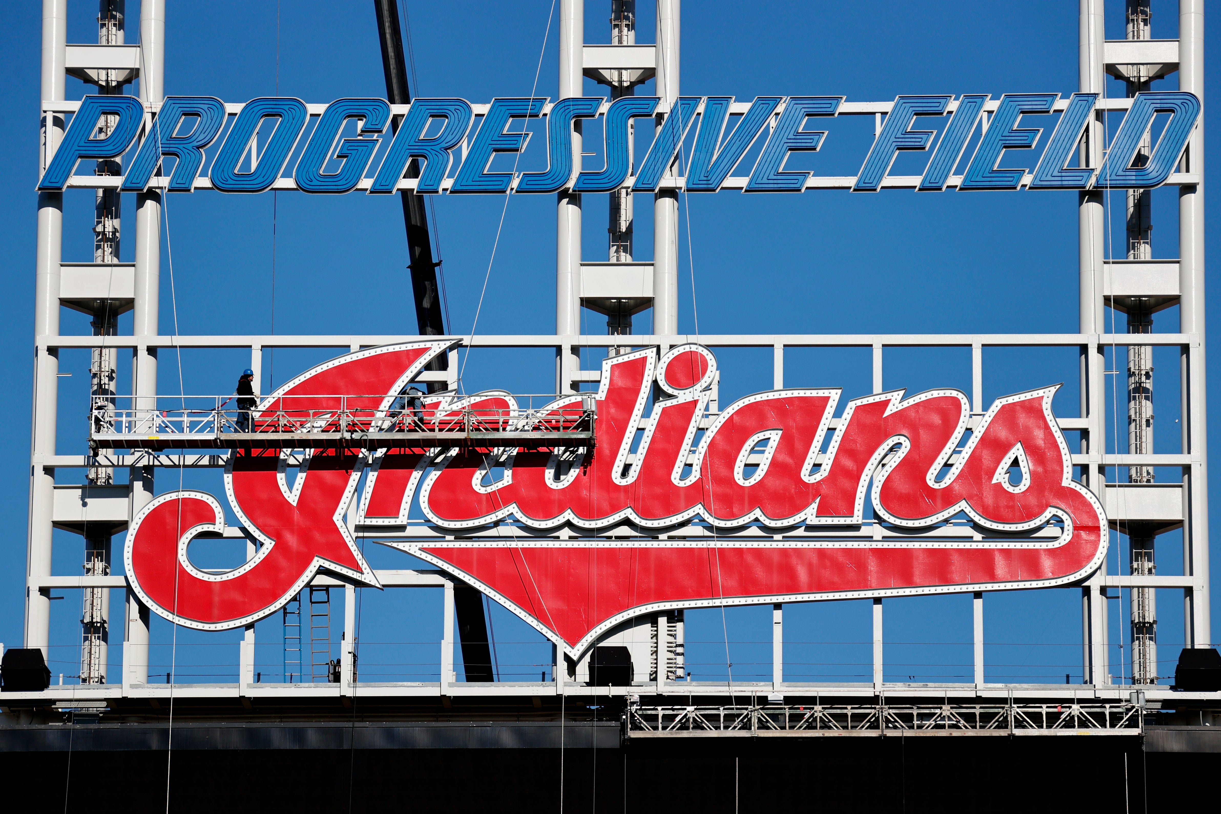 Indians Sign Removed Baseball