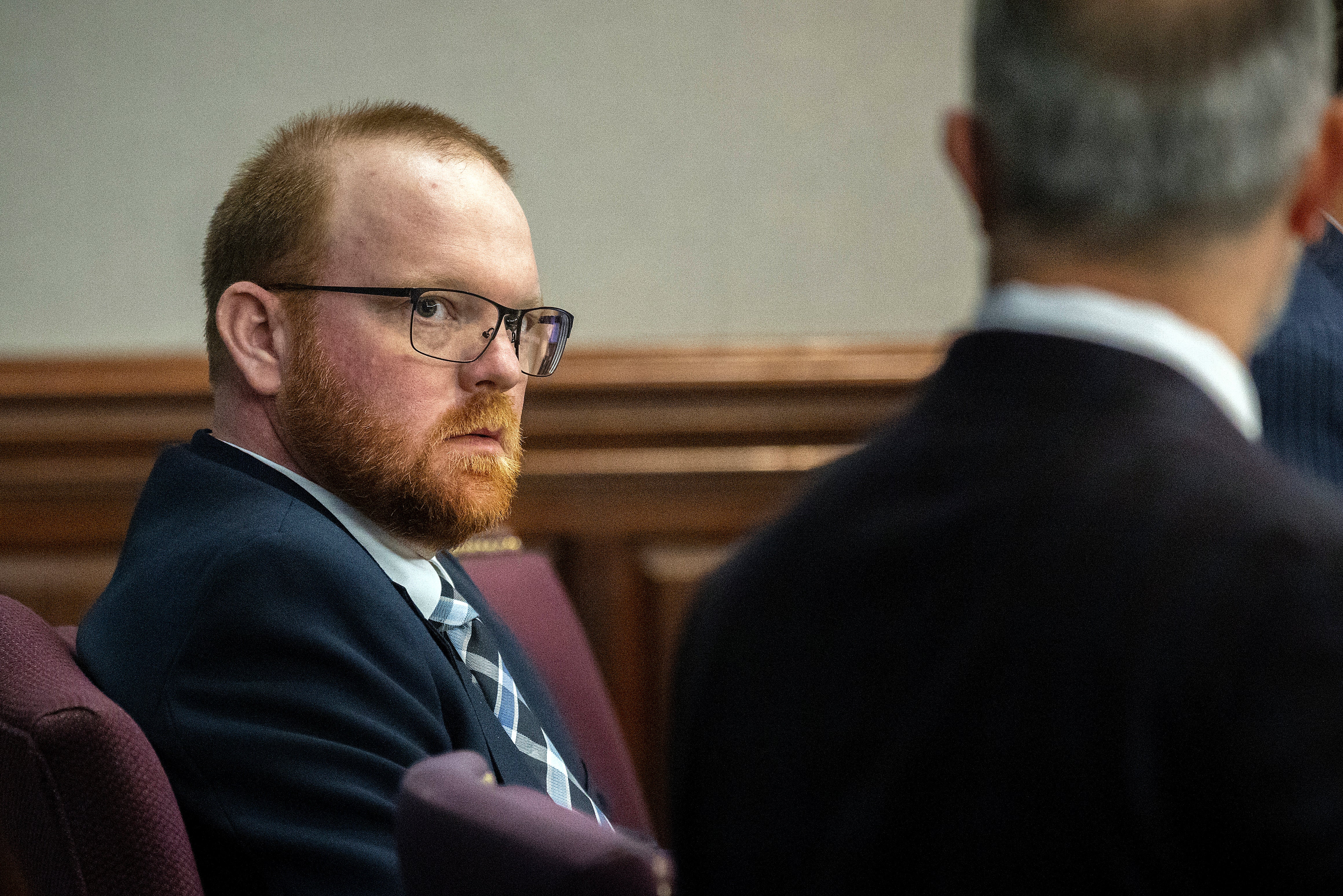 Travis McMichael during a motion hearing in the Glynn County Courthouse on 4 November - the day before opening arguments