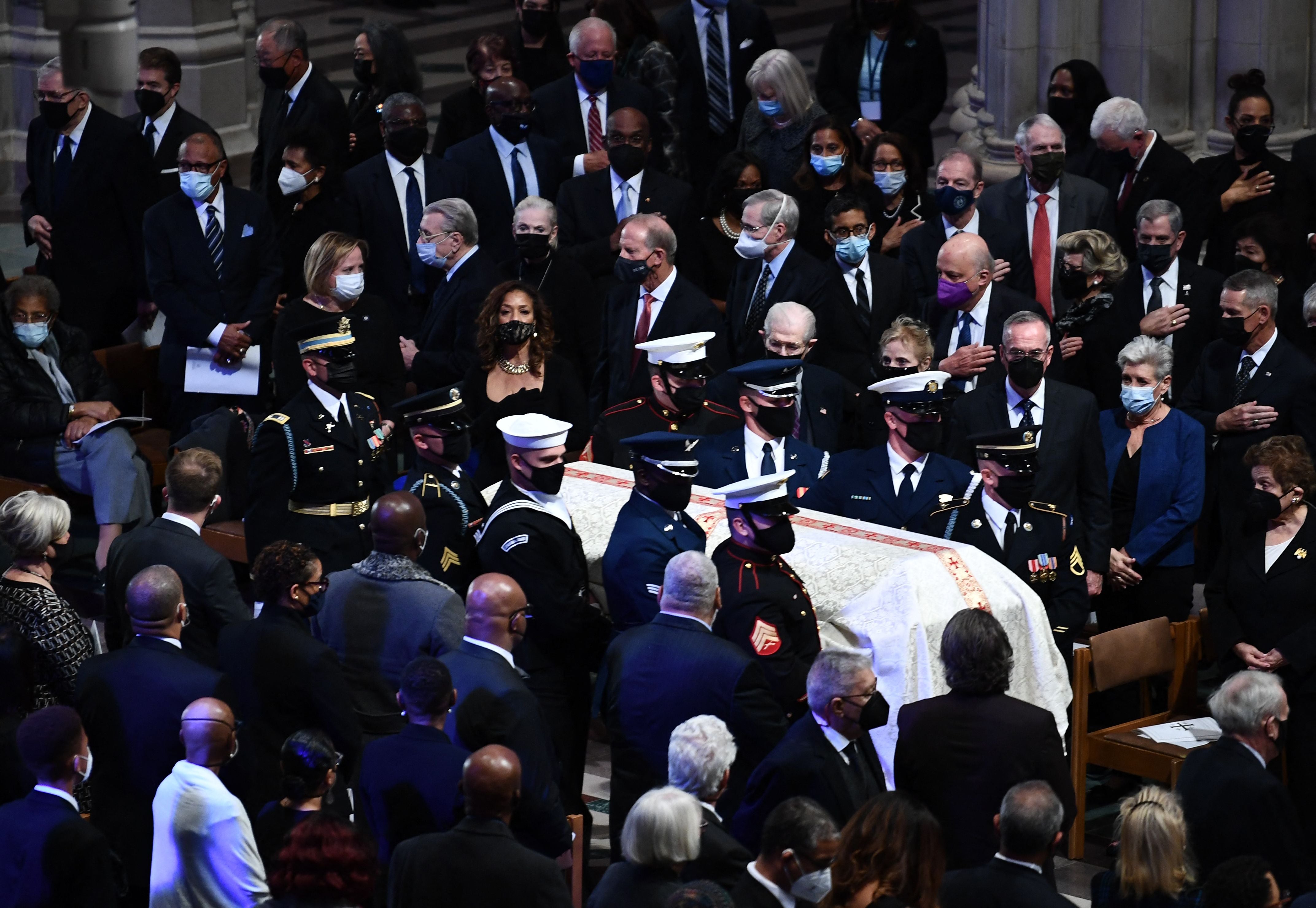 US officials attend a funeral for Colin Powell at the Washington National Cathedral on 5 November, 2021.