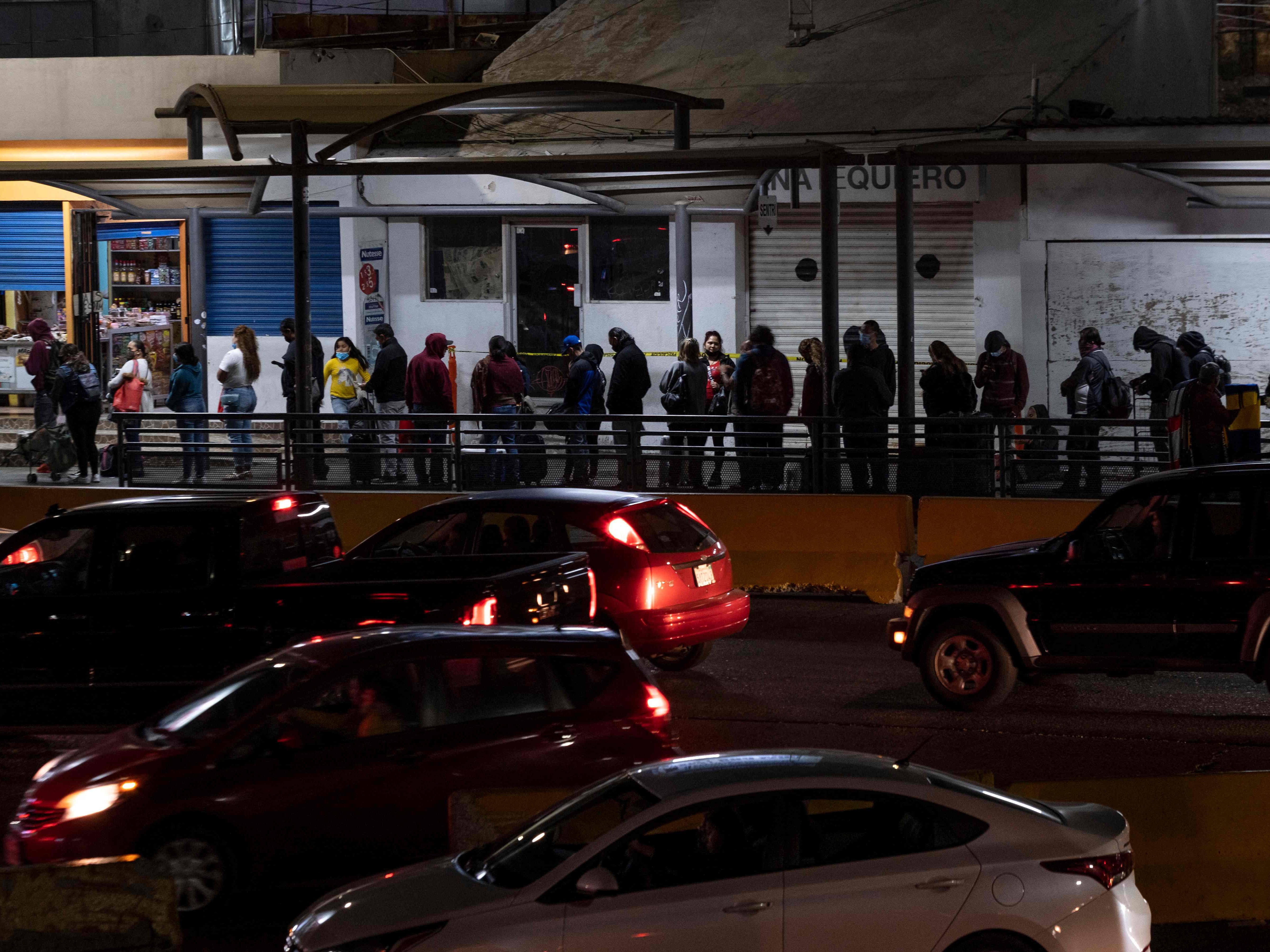 Pedestrians were also waiting for enter the US from Tijuana, Mexico.