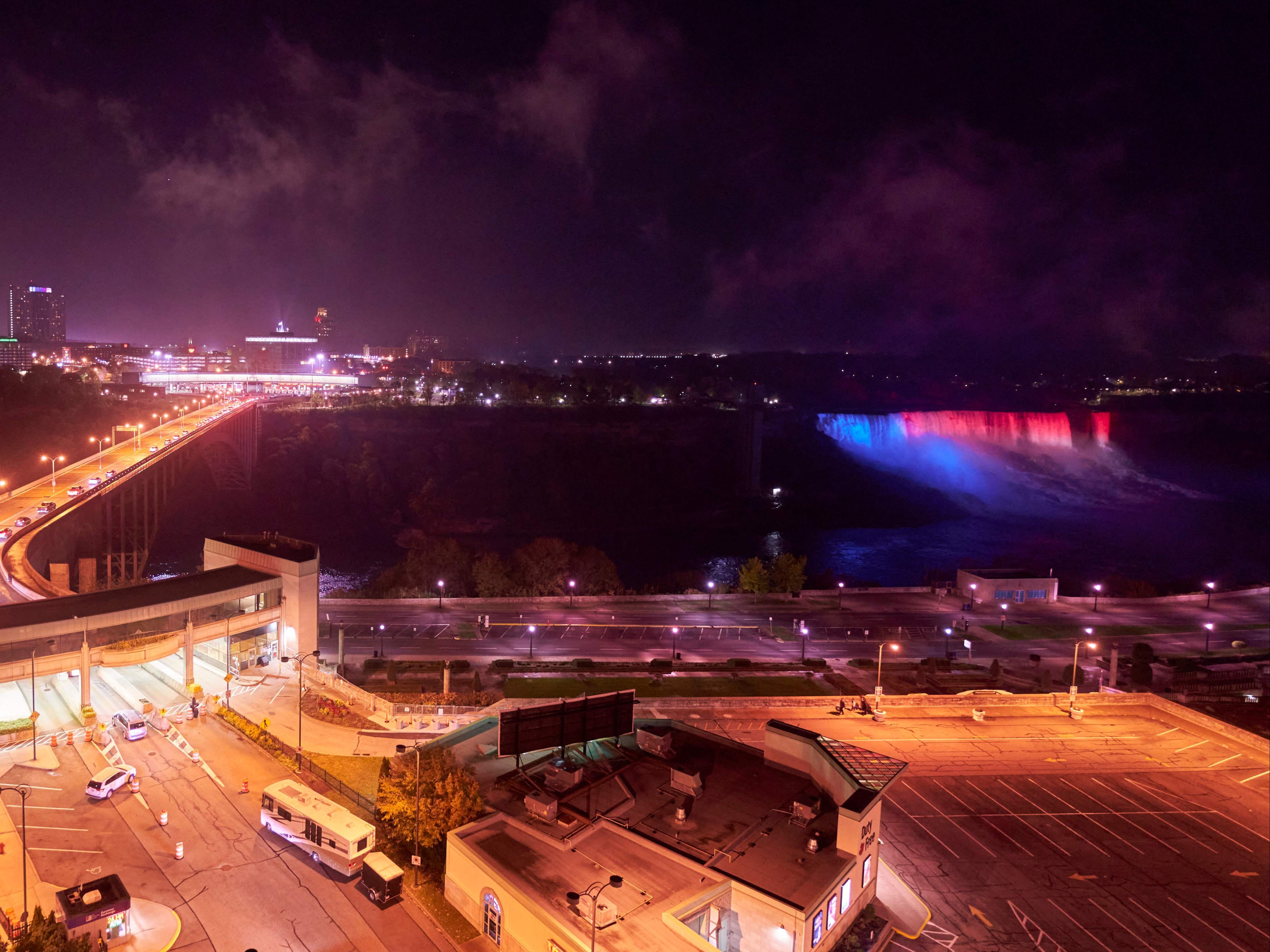 The Niagara Falls crossing between Canada and the US.