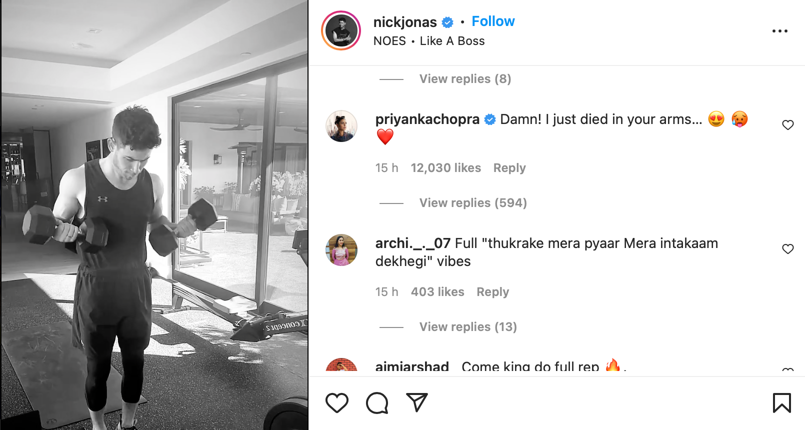 Priyanka Chopra parece alejar los rumores de que se separó de Nick Jonas en Instagram
