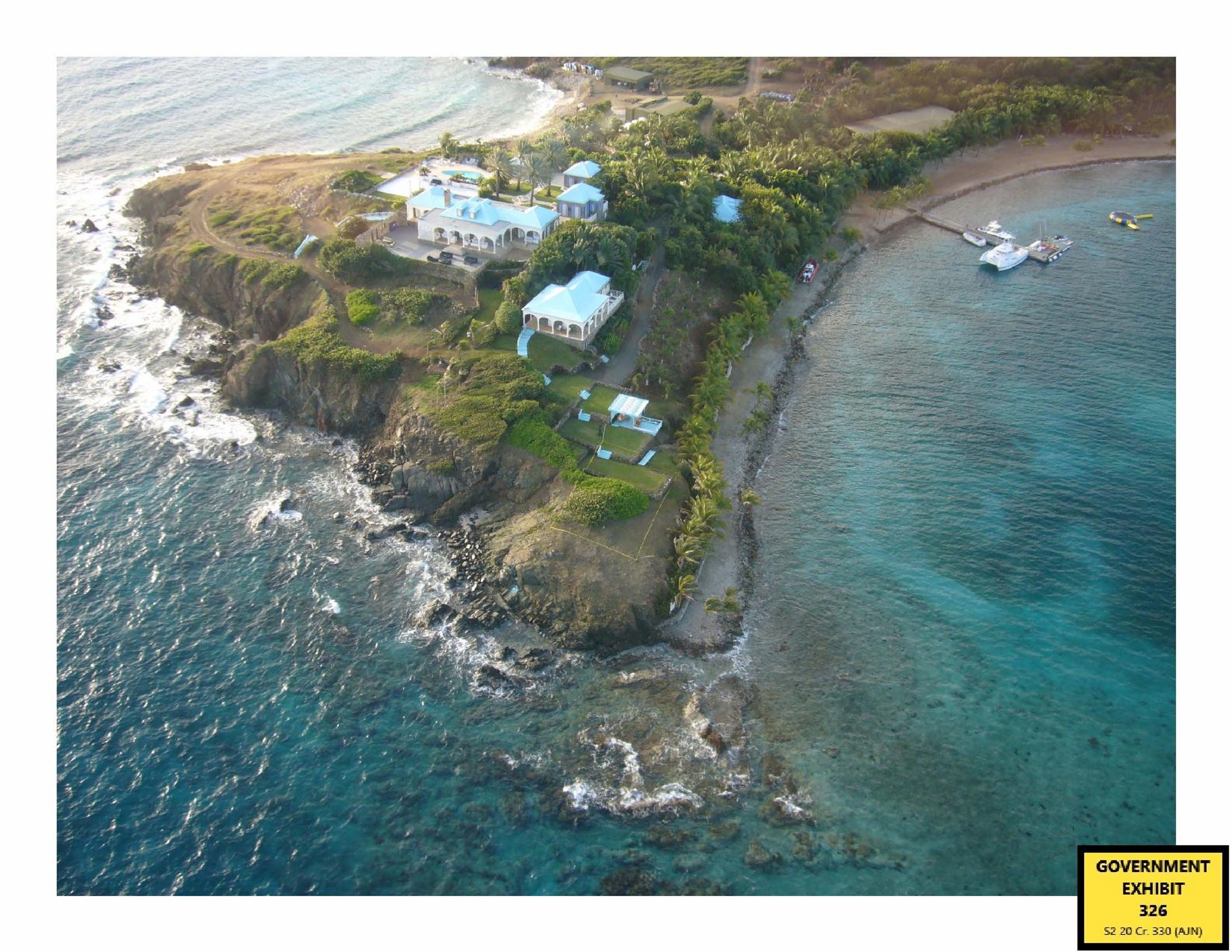 Vista aérea de la isla privada de Epstein