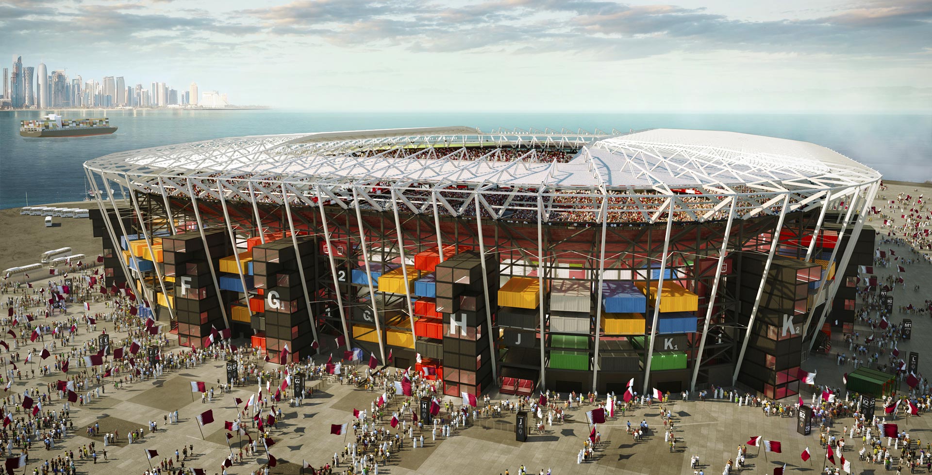 El primer estadio desmontable de Qatar está hecho de material reciclado