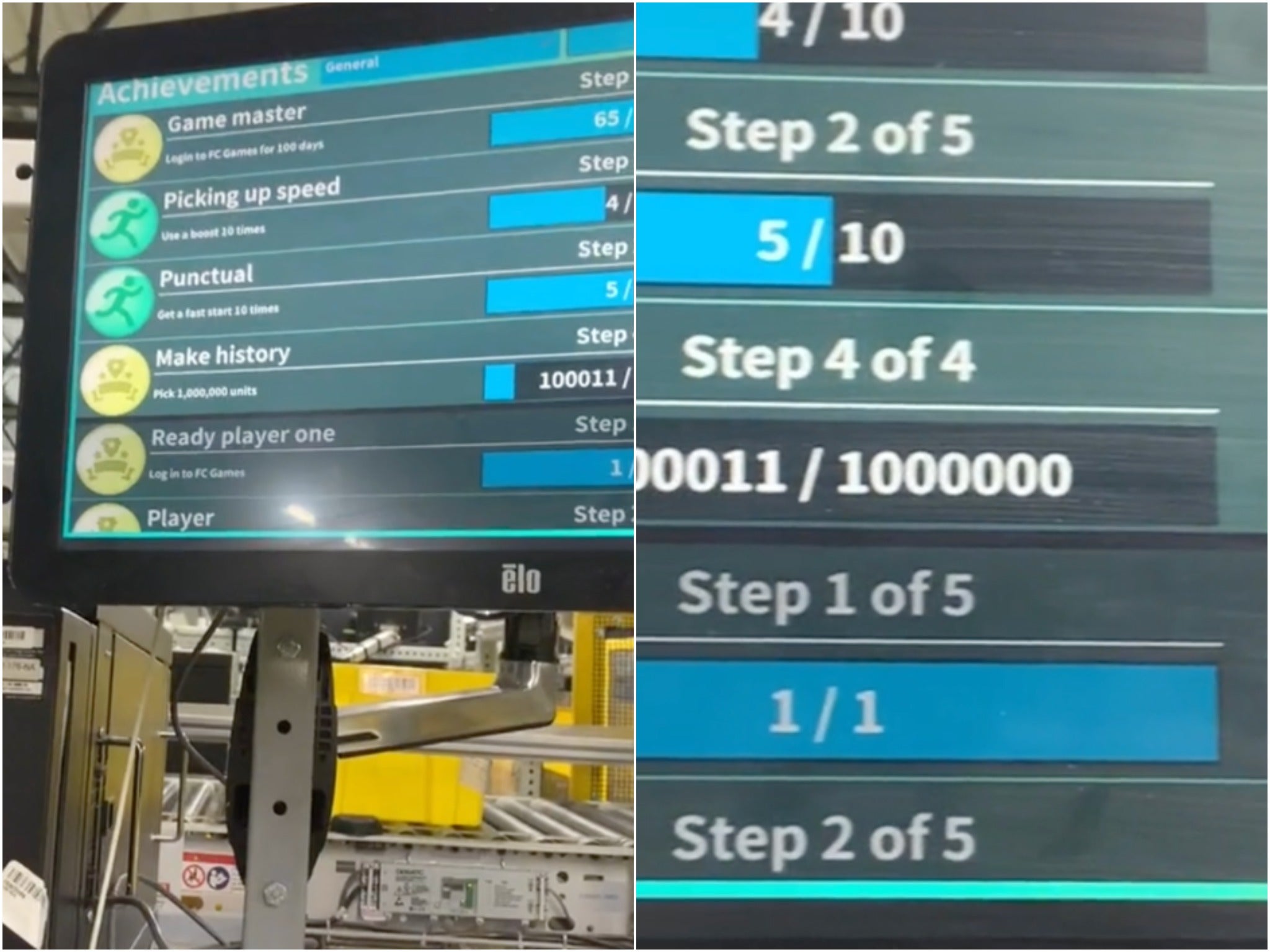 Trabajadora de Amazon comparte tablero con logros que monitorea la intensidad del trabajo del personal