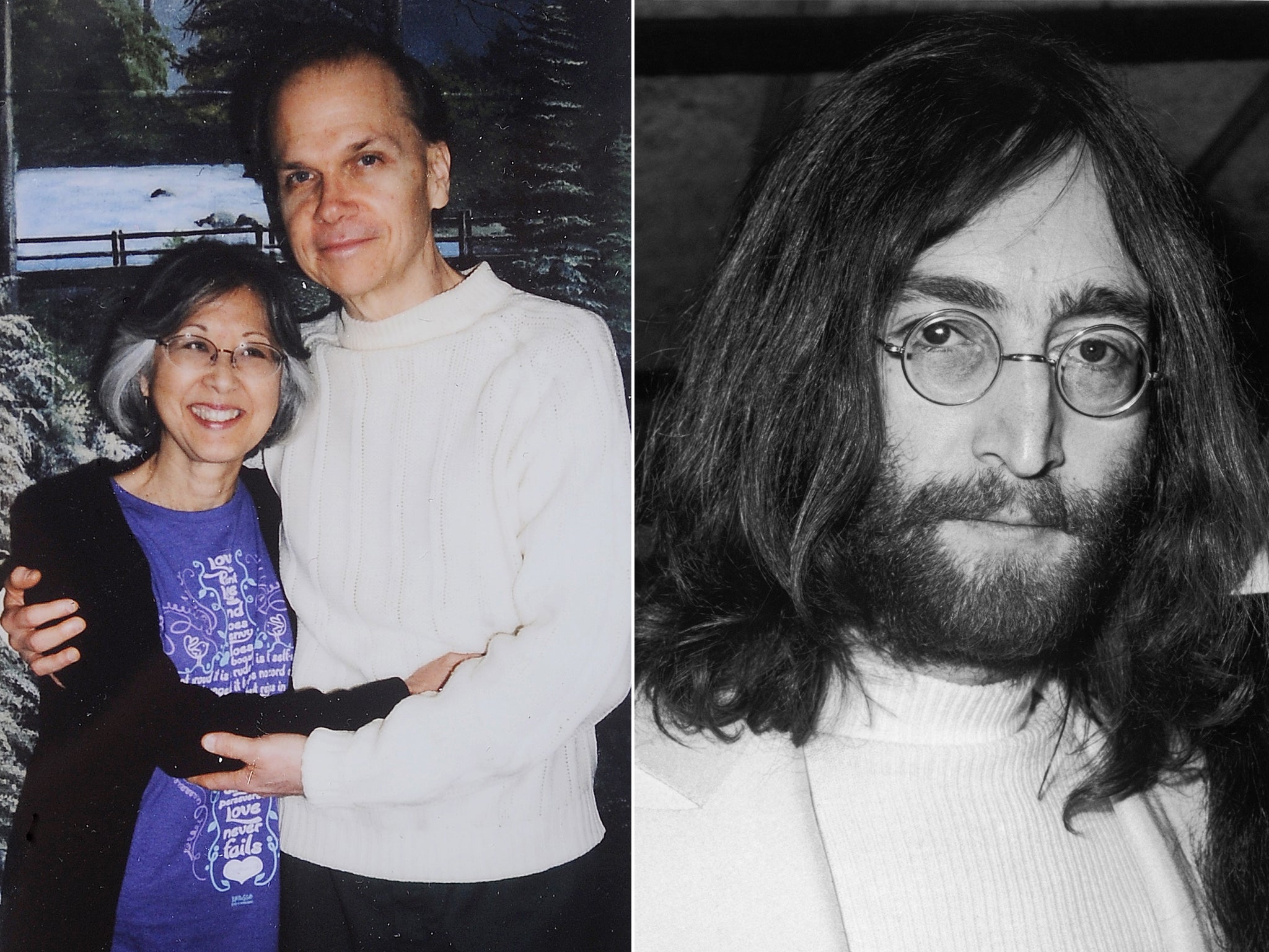 John Lennon, a la derecha, fue asesinado hace 41 años por Mark Chapman, en la foto con su mujer, Gloria, que ha estado a su lado desde la noche del asesinato