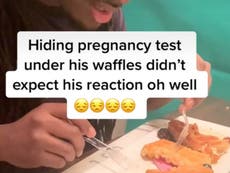 Mujer esconde prueba de embarazo positiva en waffles de su pareja, no resultó como planeaba