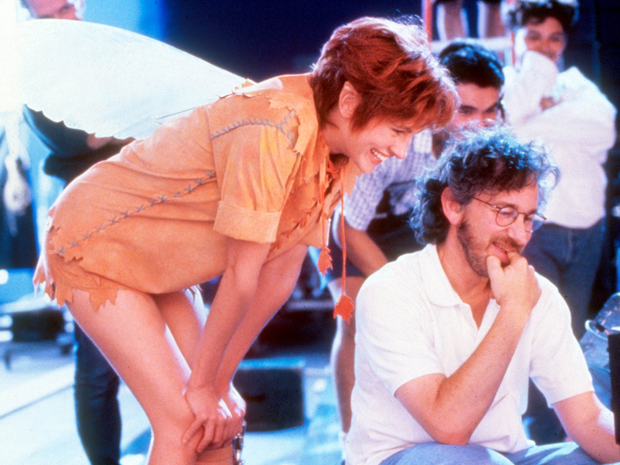 Julia Roberts y Steven Spielberg en el set de Hook