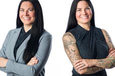 Mujer se vuelve viral por foto empresarial que muestra sus tatuajes