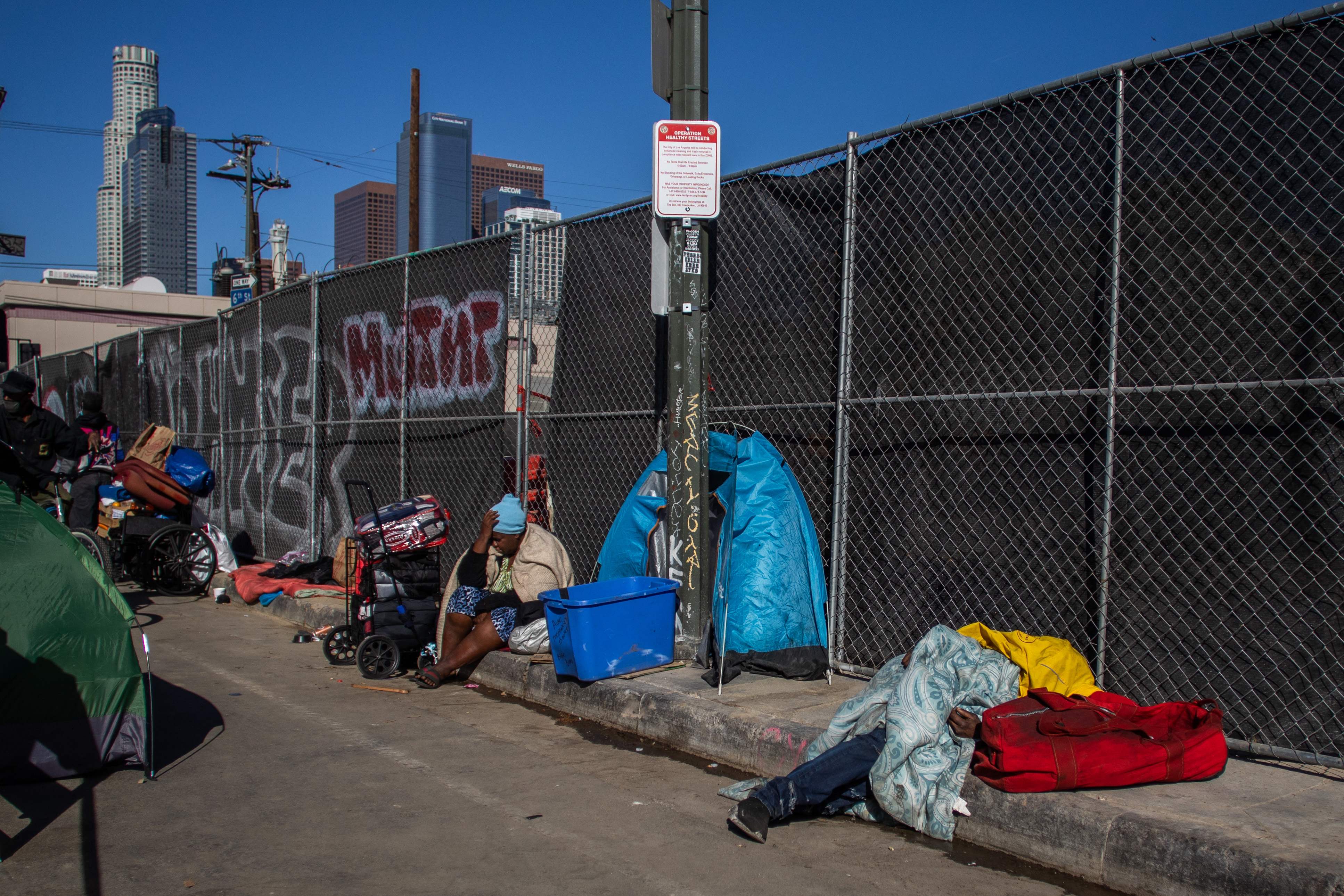 El infame campamento de personas sin hogar, Skid Row, en el centro de Los Ángeles es el hogar de alrededor 8.000 personas