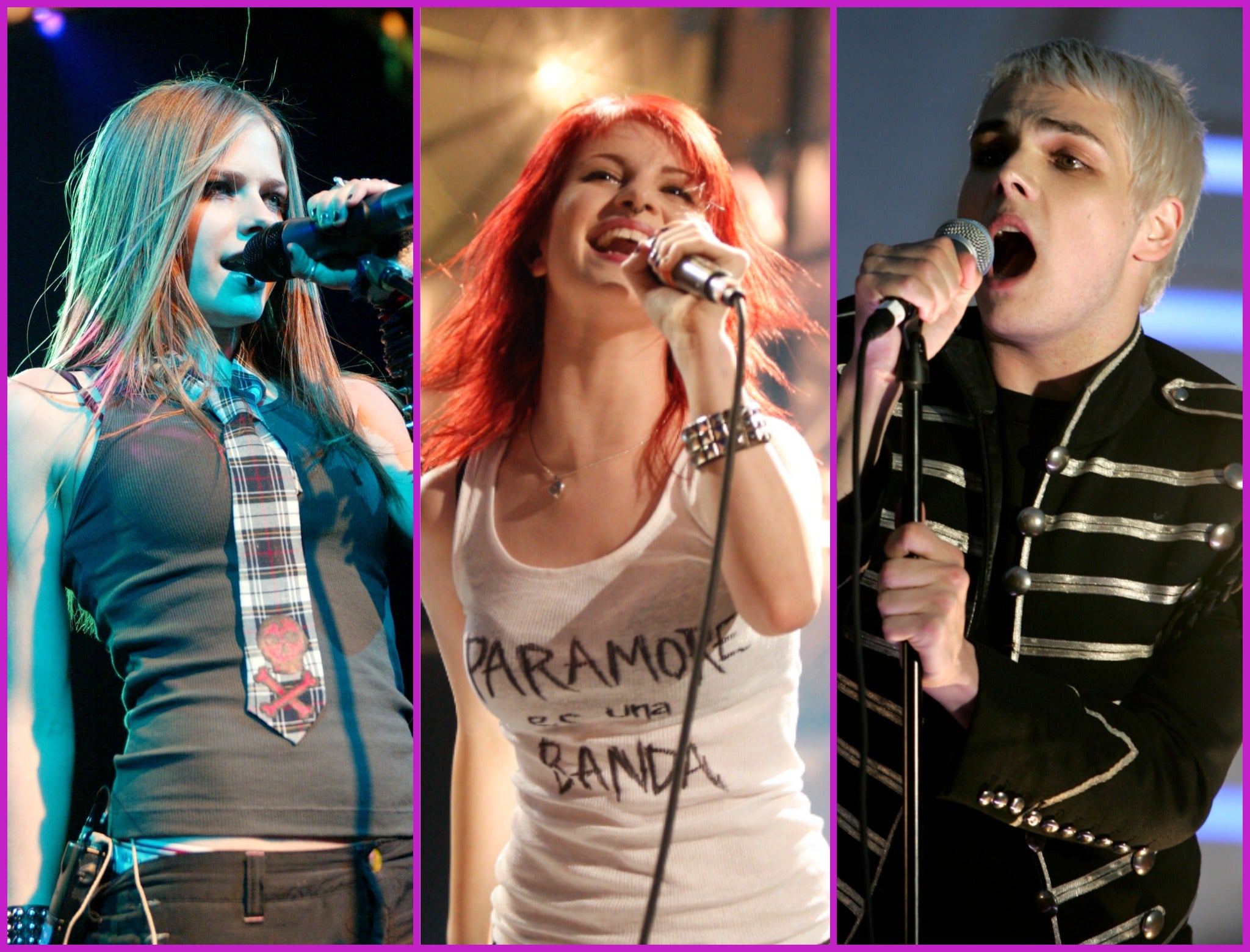 De izquierda a derecha: Avril Lavigne, Hayley Williams de Paramore y Gerard Way de My Chemical Romance
