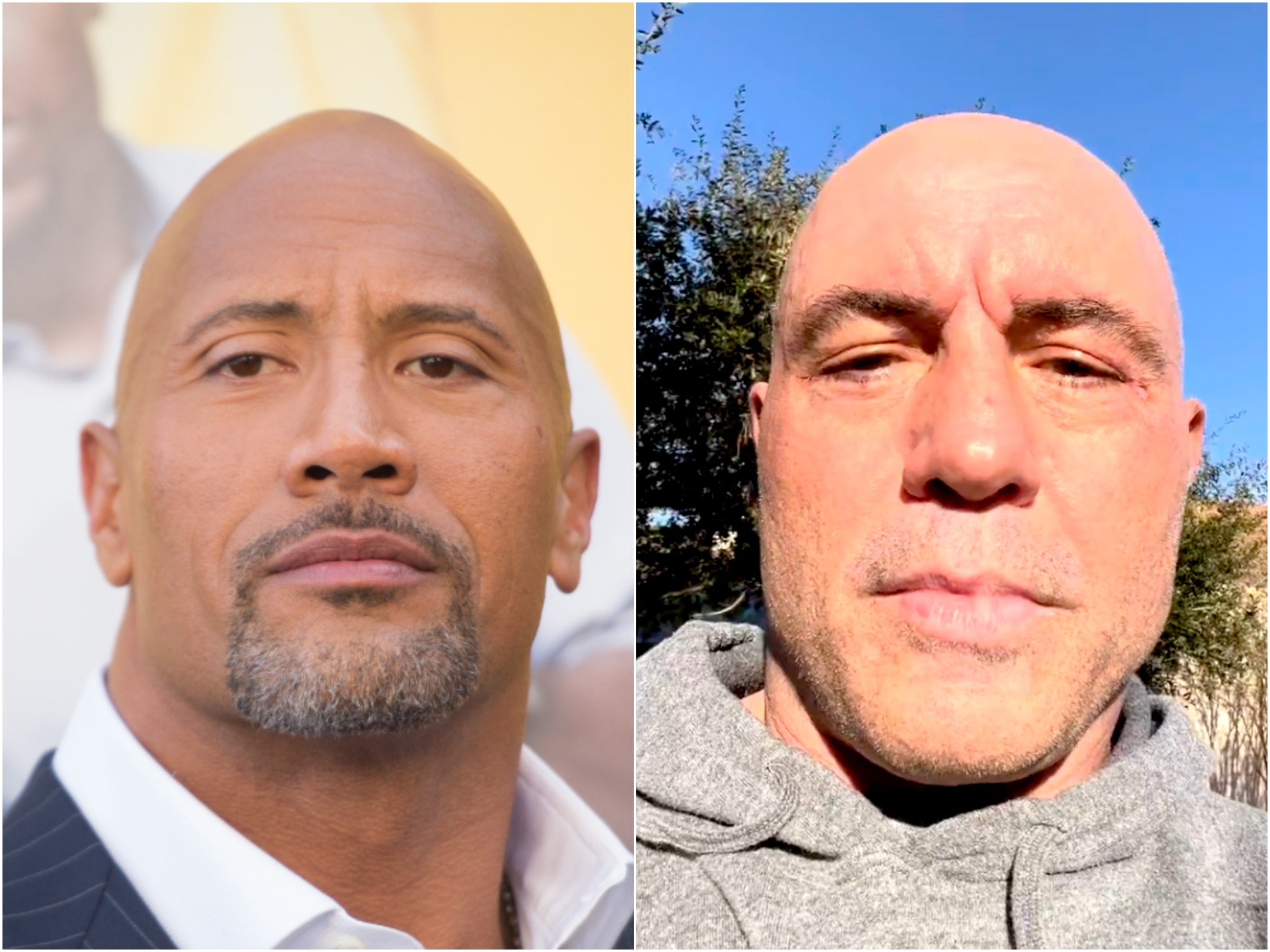 Dwayne Johnson (izquierda) y Joe Rogan