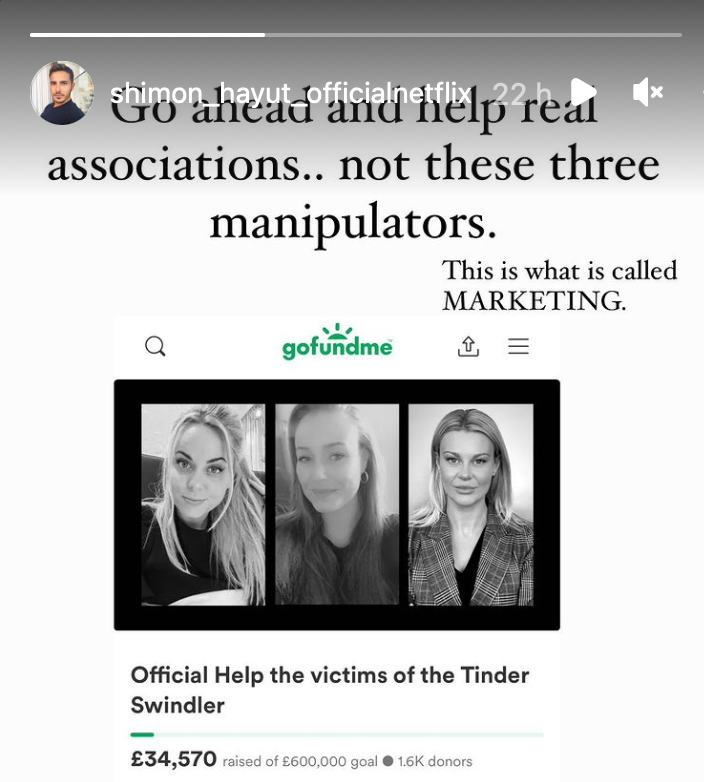 El estafador de Tinder criticó la página de GoFundMe de sus víctimas de estafa