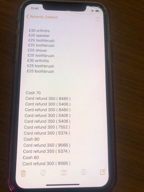 Notas en los teléfonos celulares de los miembros de la organización muestran como calculaban sus ingresos de actividades delictivas