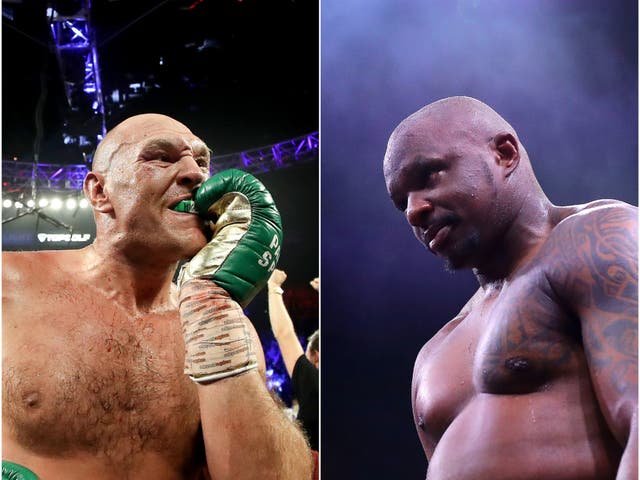 <p>Los pesos pesados británicos Tyson Fury (izquierda) y Dillian Whyte (derecha) se enfrentarán en abril </p>