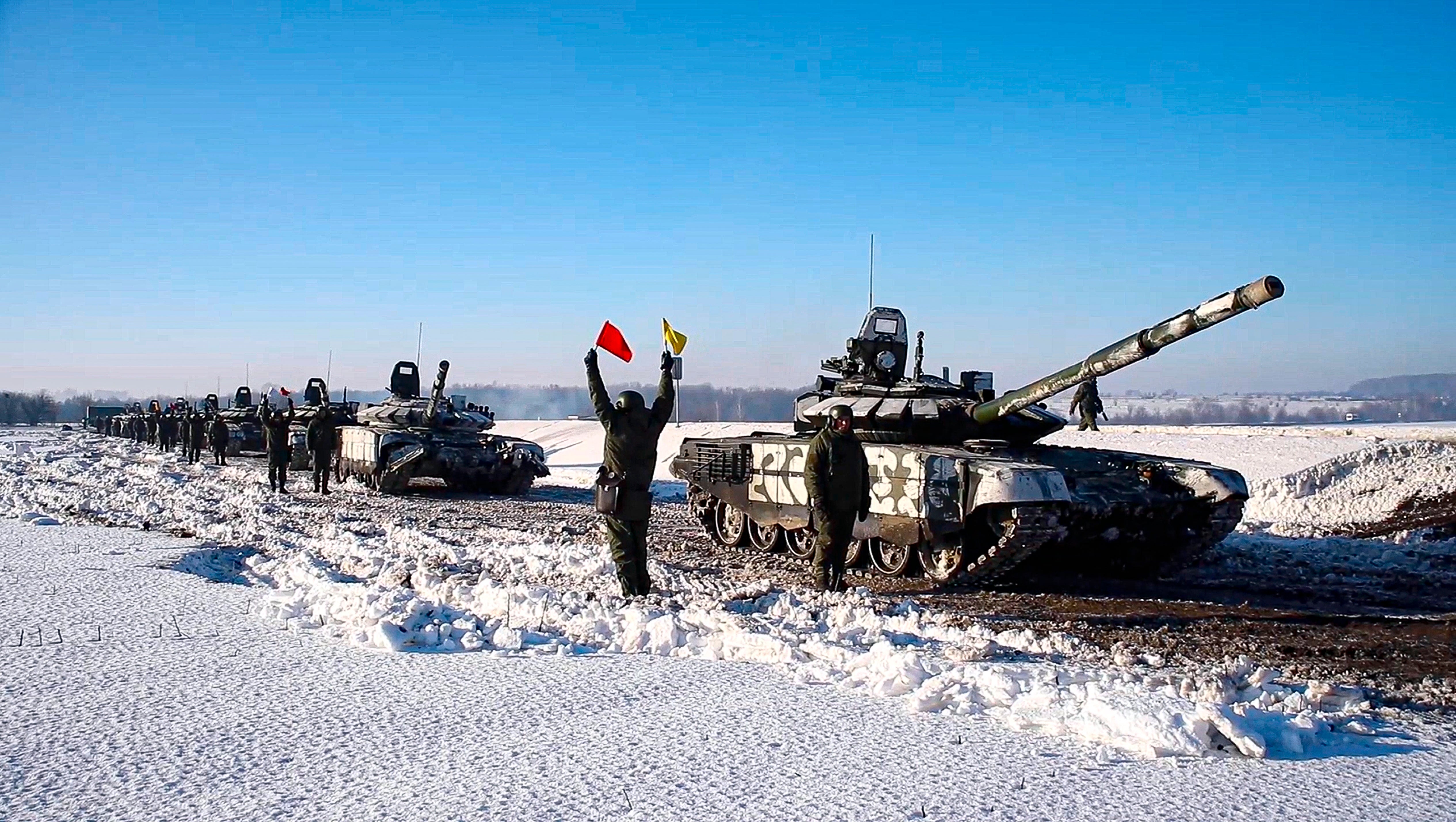 Los tanques del ejército ruso están listos para regresar a su base permanente después de los simulacros en Rusia