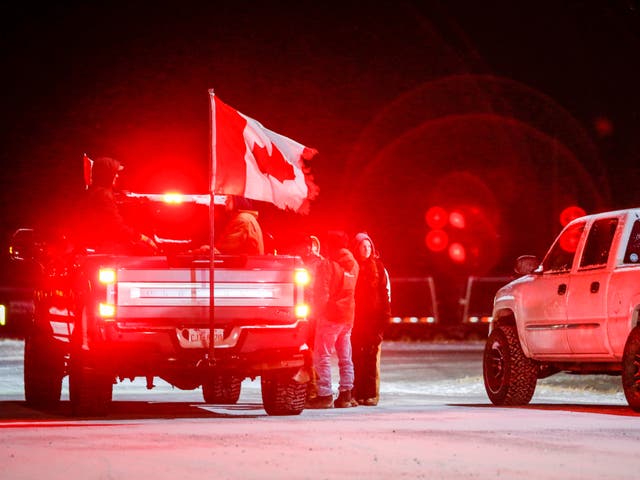 La protesta en Coutts, Alberta, el martes