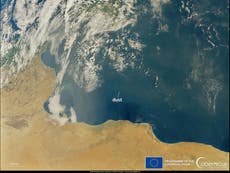Imágenes satelitales muestran enorme nube de polvo del Sahara cruzando el Mediterráneo