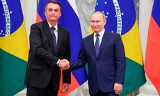 Putin recibe a presidente brasileño Bolsonaro